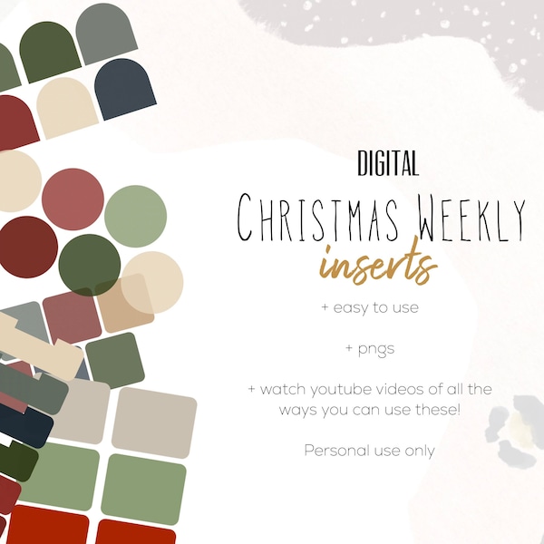 Christmas Weekly Digital INSERTS for the Customizable and Life Digital Planner | Digital inserts only