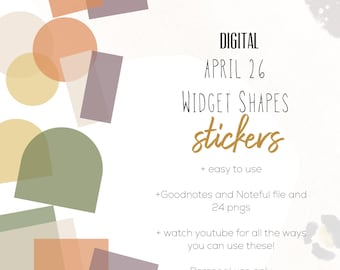 April 2026 digital shape widgets | Digital  modern stickers to use in apps like noteful or goodnotes, shape widgets for digital planning