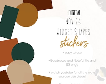November 2026 digital shape widgets | Digital  modern stickers to use in apps like Noteful or Goodnotes, shape widgets for digital planning