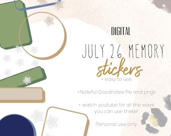 July 26 Memory digital stickers | Memory stickers goodnotes and noteful modern stickers,