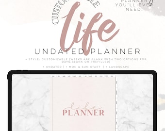 Customizable UNDATED Life Planner LANDSCAPE | NEW for 2025 All in one Digital life planner easy customizable planner with insert and widgets