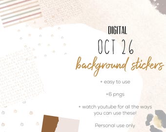 October 26 Background Stickers  | Modern Digital Cute Background Stickers | Bow Digital Planning