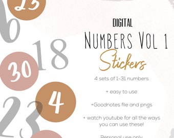 Number Stickers for digital planning | Circle Number sticker for digital planning