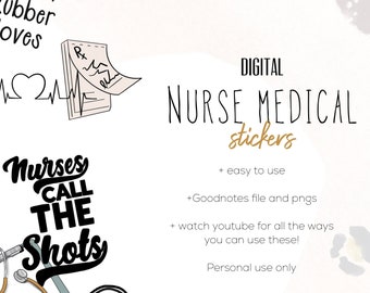 Nurse digital stickers | medical modern stickers GOODNOTES, digital minimalist stickers