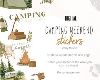 Camping Weekend Stickers, Digital planning, campsite stickers, camp stickers, planning stickers, stickers for digital planning
