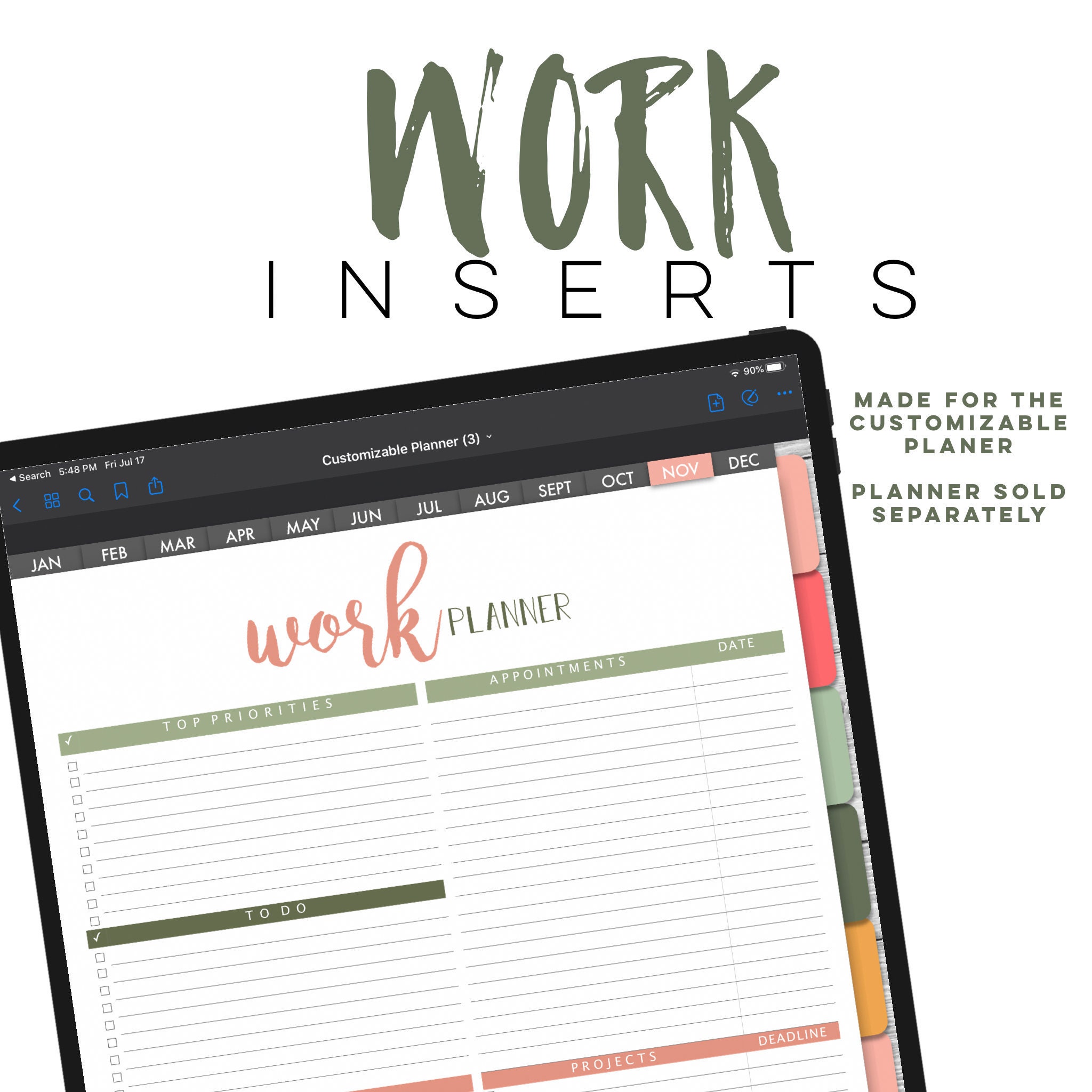 Word Digital INSERTS for the Customizable Digital Planner | Digital ...