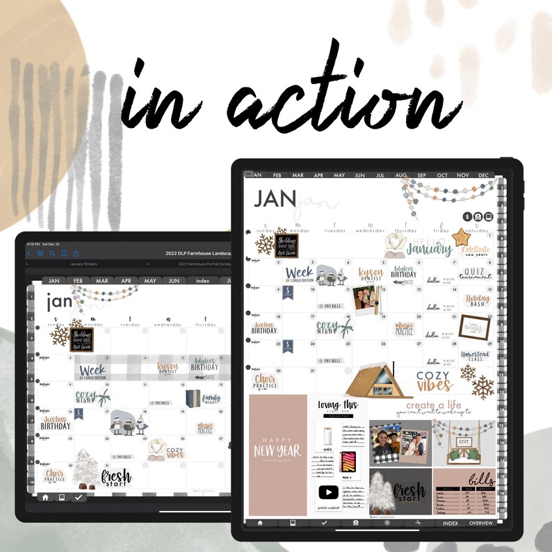 January Digital Stickers | New Year January Goodnotes Modern Stickers ...