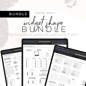 Grey Shape Widget Insert insert Bundle | Widget insert sticker for digital planning | Bundle of Vol 1, 2 and 3 in grey