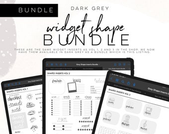 Grey Shape Widget Insert insert Bundle | Widget insert sticker for digital planning | Bundle of Vol 1, 2 and 3 in grey