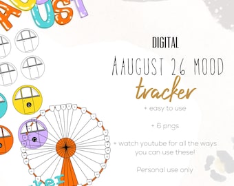 August 26 Mood Tracker Digital Stickers | Modern Digital Mood Stickers | Sumer Stickers