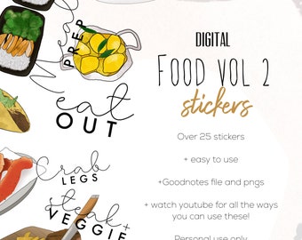 Food digital stickers Vol 2 | Modern Food Stickers goodnotes modern stickers, digital food stickers