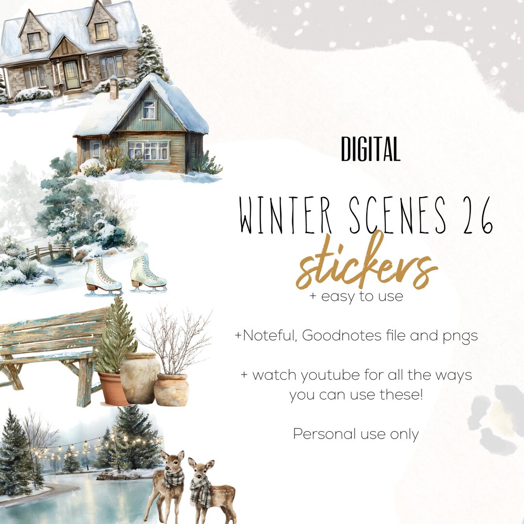 Winter Scenes 26 Stickers Digital Stickers, Digital Planning, Ice ...