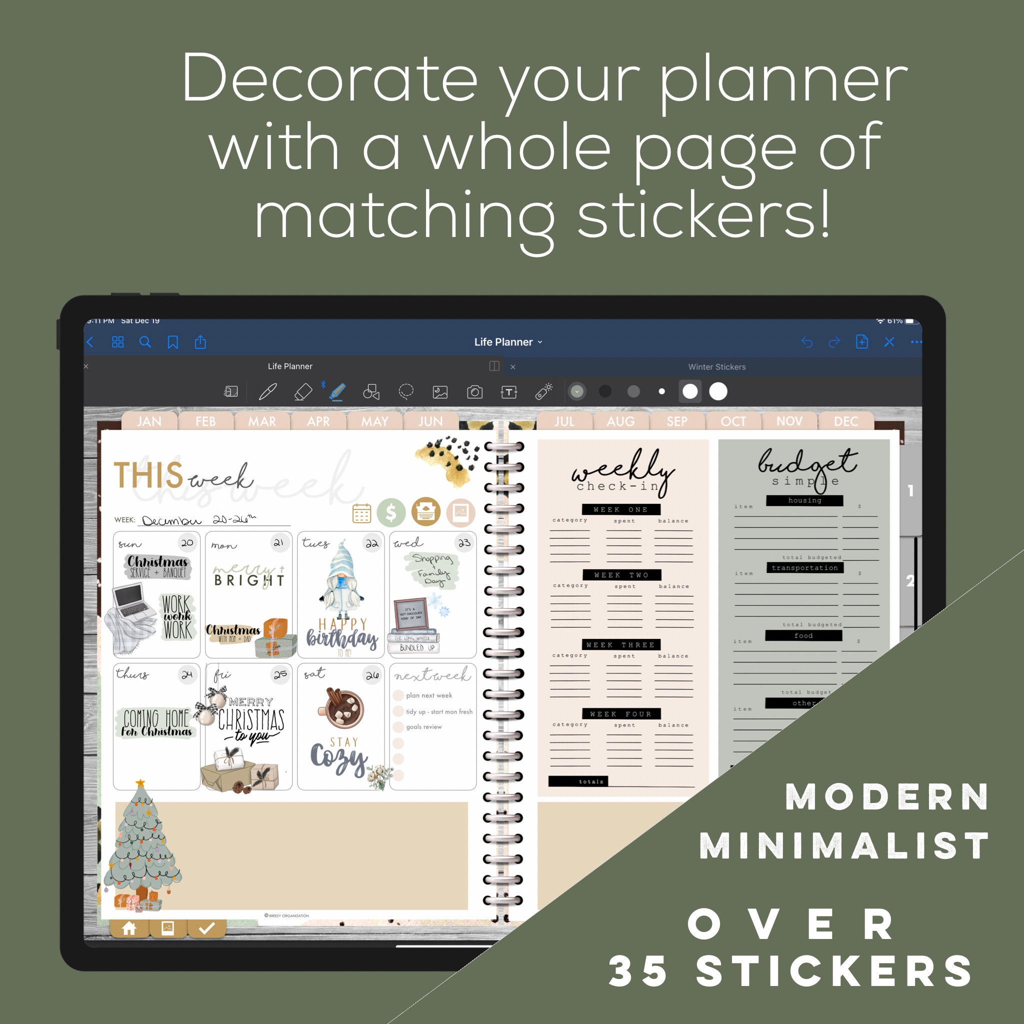 Winter Digital Stickers for Goodnotes | Digital January Stickers for ...