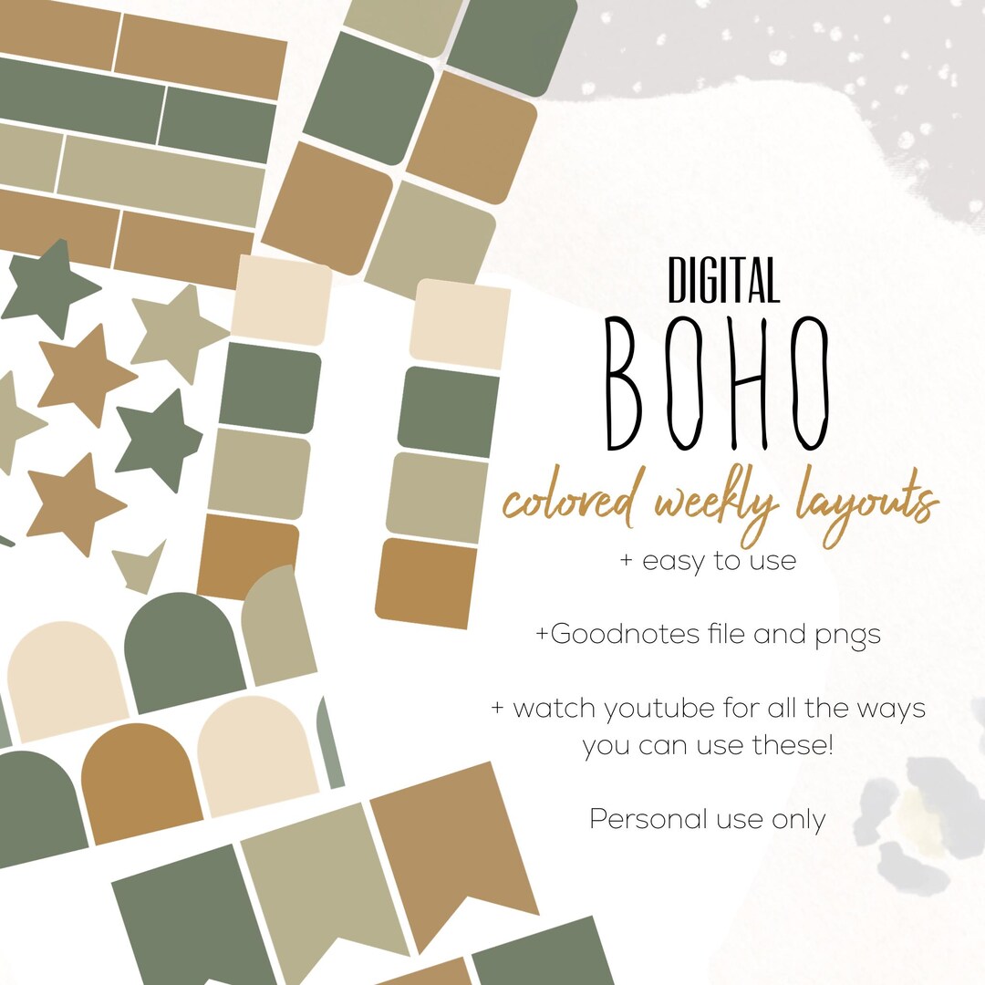 Digital Insert Card Boho Weekly Digital INSERTS for the Customizable and Life Digital ...