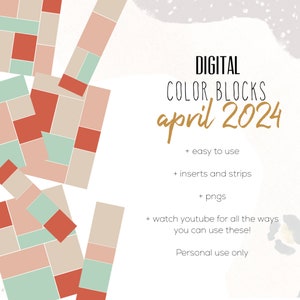 April 24 Color Blocks for the Customizable and Life Digital Planner | Digital inserts and strips