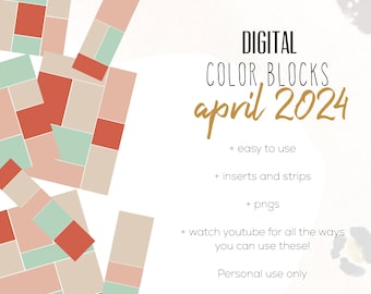 April 24 Color Blocks for the Customizable and Life Digital Planner | Digital inserts and strips