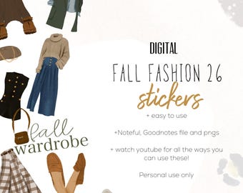 Fall Fashion Stickers, Digital planning, wardrobe stickers, fun digital stickers, planning stickers, stickers for digital planning