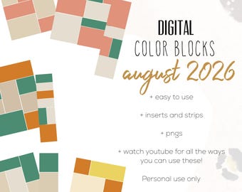 August 26 Color Blocks for the Customizable and Life Digital Planner | Digital inserts and strips