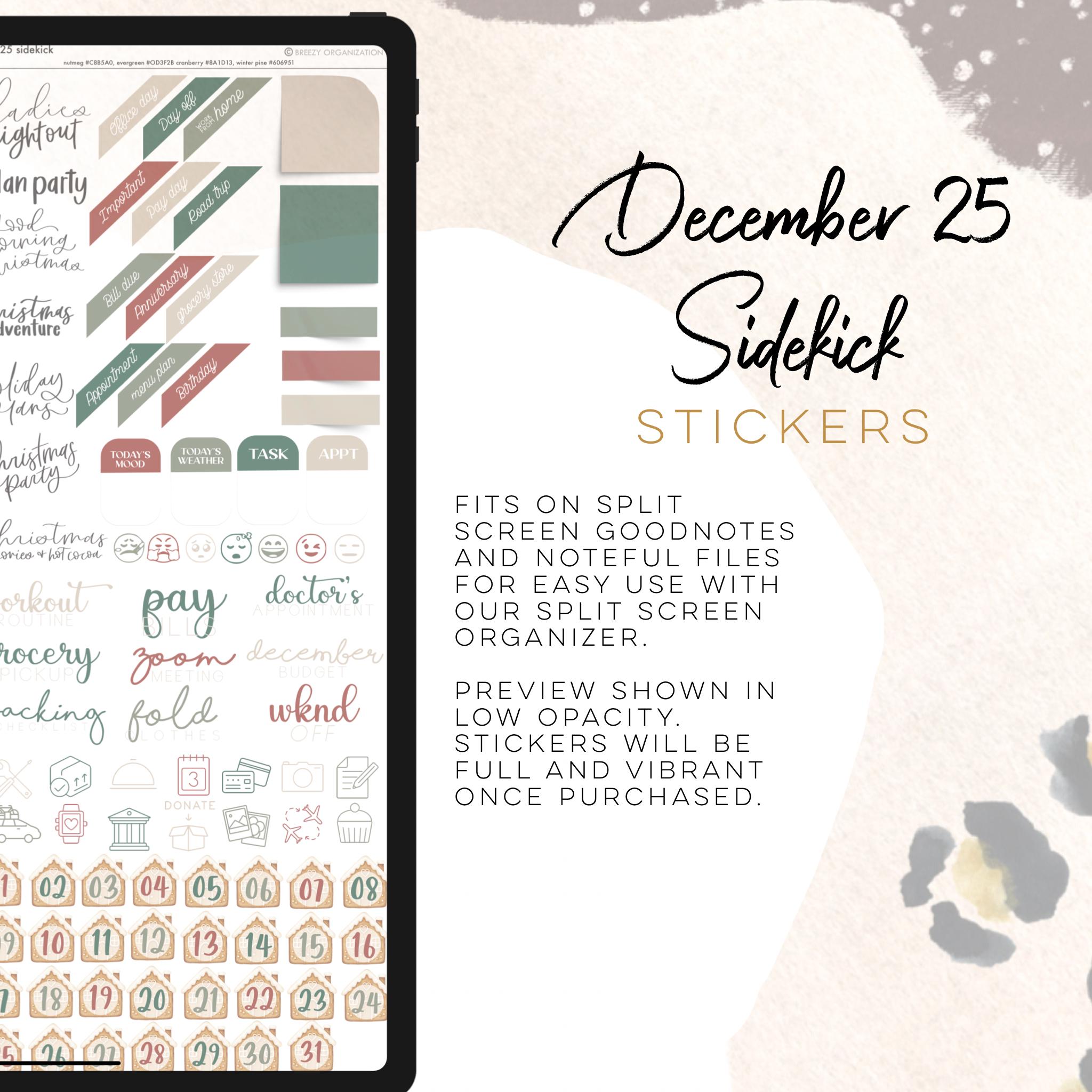 December 2025 Digital Sidekick Stickers | Goodnotes Noteful | Fun ...