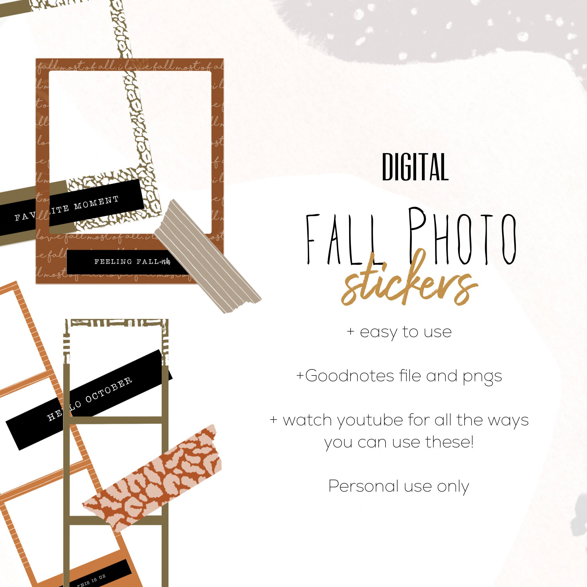 Herbst-Fotorahmen-Aufkleber für Goodnotes | Herbst Aufkleber Aufkleber