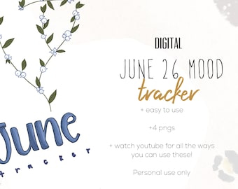 June 26 Mood Tracker Stickers | Modern Digital Mood Stickers | selfcare Stickers | Garden Lovers