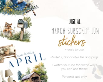 March 26 Subscription Digital Stickers | Goodnotes and Noteful Modern Digital Stickers | Spring Stickers