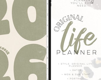 2026 Life Planner Portrait | Digital life planner easy personalizable planner with insert and widgets | All in one Planner