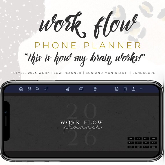 2026 Workflow iPhone Digital Planner | monthly linked iphone planner