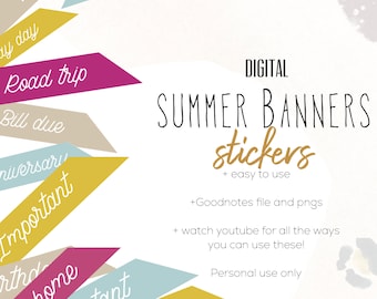 Summer Banners 24 for Digital Planning | Digital Stickers | Colorful Banners for digital planning or scrapbooking