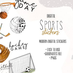 Sports digital stickers | Sports stickers goodnotes modern stickers, digital sports stickers