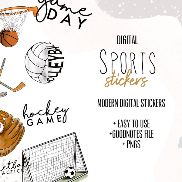 Sports digital stickers | Sports stickers goodnotes modern stickers, digital sports stickers