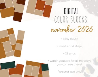 November 26 Color Blocks for the Customizable and Life Digital Planner | Digital inserts and strips