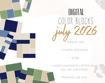 July 26 Color Blocks for the Customizable and Life Digital Planner | Digital inserts and strips
