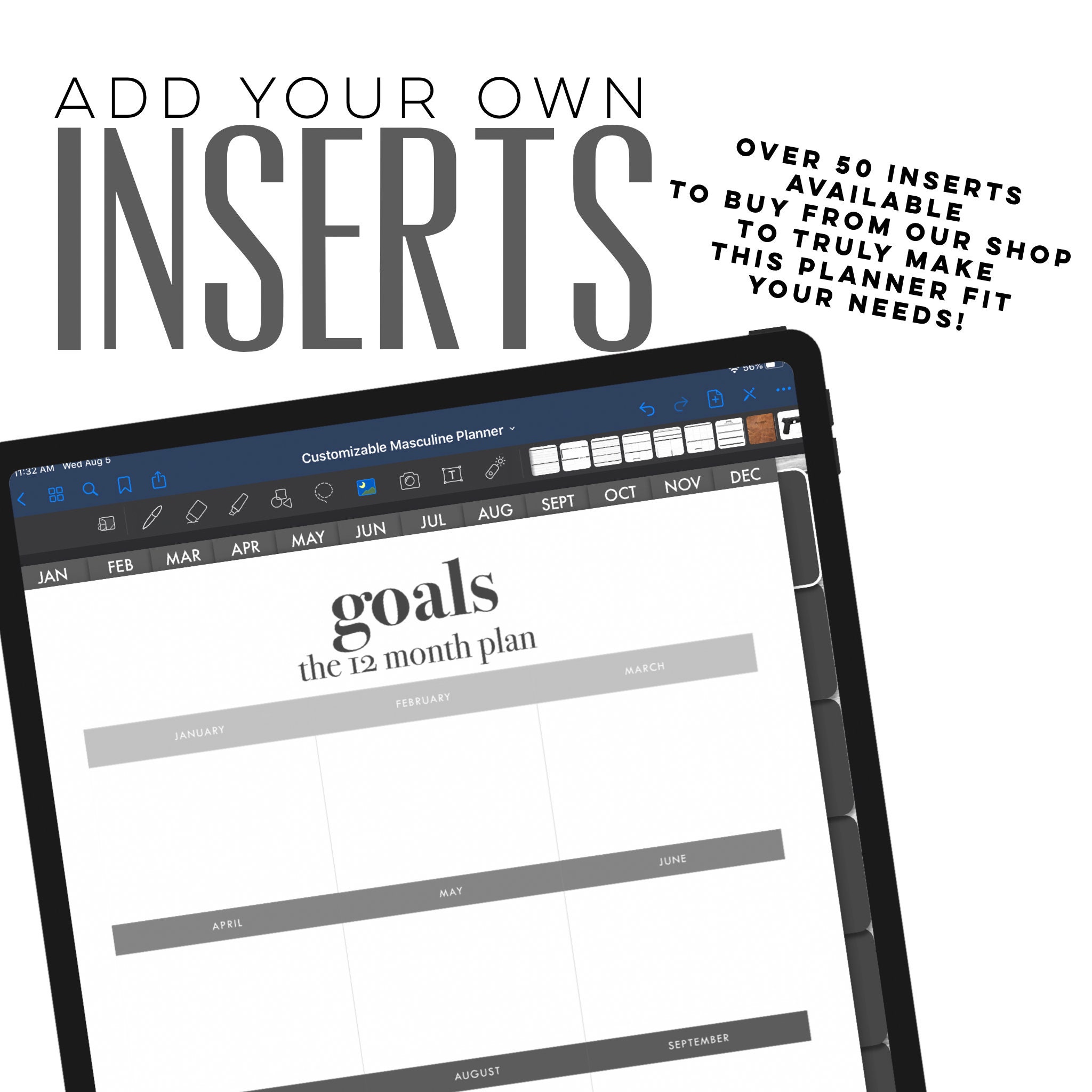 Customizable Masculine Digital Planner | Design Your Own Digital ...