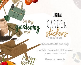 Gardening Digital Stickers Stickers, Digital planning, plant stickers, cute  stickers for digital planning, digital scrapbook stickers
