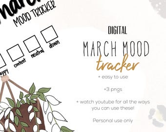 Adesivi per il monitoraggio dell'umore di marzo / Adesivi digitali moderni per l'umore
