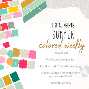 Sommer Wöchentliche Digitale EINSÄTZE für den Personalisierbaren und Leben Digitalen Planer | Nur digitale Einsätze