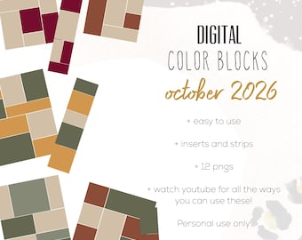 October 26 Color Blocks for the Customizable and Life Digital Planner | Digital inserts and strips