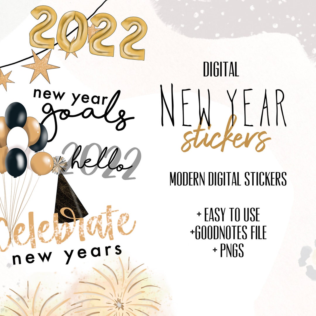 New Year Stickers Digital Stickers | Happy New Year Goodnotes Modern ...