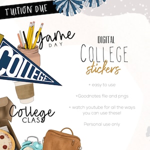 College Stickers for Goodnotes | Student digital stickers stickers modern stickers