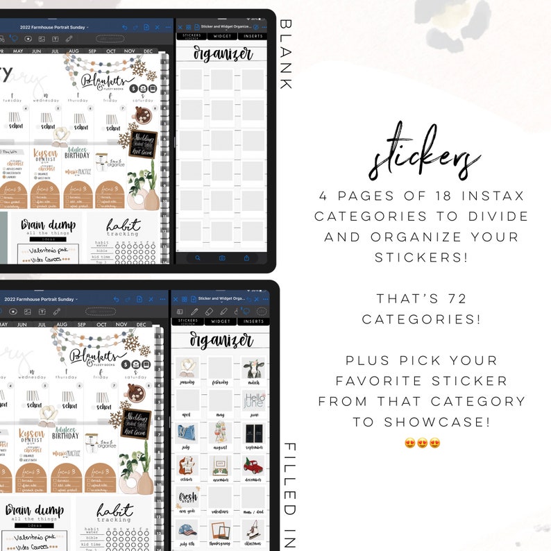 Digital Organizer splitscreen Sticker and Widget Planner Etsy Canada