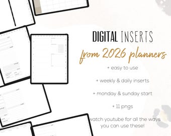 INSERTS from our 2026 Planners for the Customizable and Life Digital Planner | Digital inserts only | Weekly Inserts | Daily Inserts