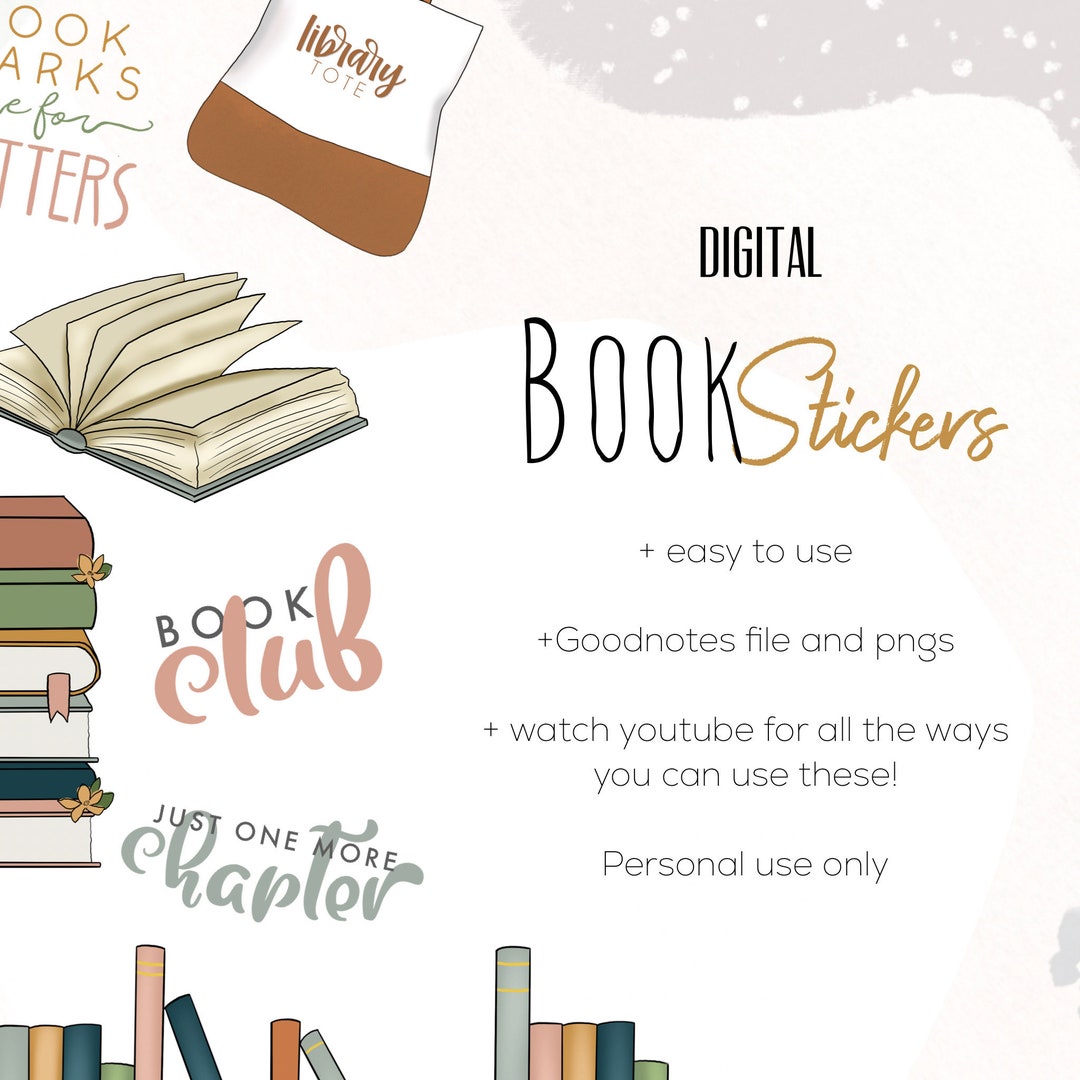 Book Digital Stickers for Goodnotes, Modern Minimalist Digital Stickers ...