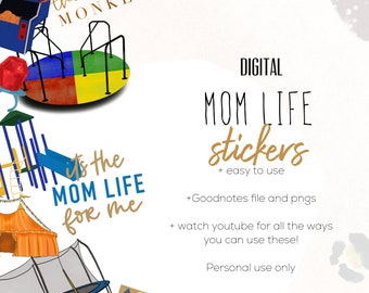 Stickers numériques Mom Life, Planning numérique, Stickers Mama Life pour planning numérique, Stickers albums numériques