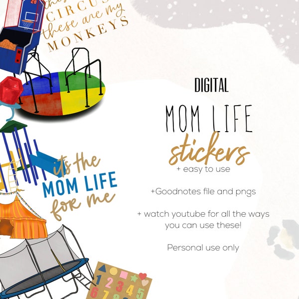 Mom Life Digital Stickers, Digital planning, Mama Life Stickers for Digital Planning, Digital Scrapbook Stickers