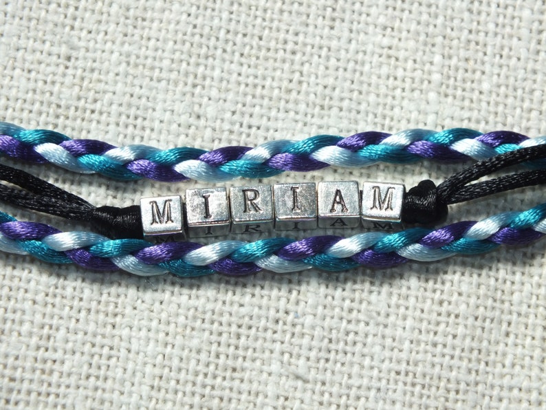 Personalized Name Bracelet Silk Cord Bracelet With Name Blue Etsy