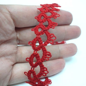 Red Tatted Lace Necklace, Red Tatted Lace Choker, Red Tatting Necklace, Red Tatting Lace Necklace, Gothic Red Tatting Lace Chocker, Red Chok image 4