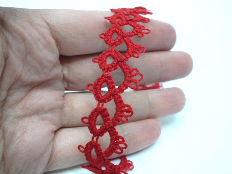 Red Tatted Lace Necklace, Red Tatted Lace Choker, Red Tatting Necklace, Red Tatting Lace Necklace, Gothic Red Tatting Lace Chocker, Red Chok image 4