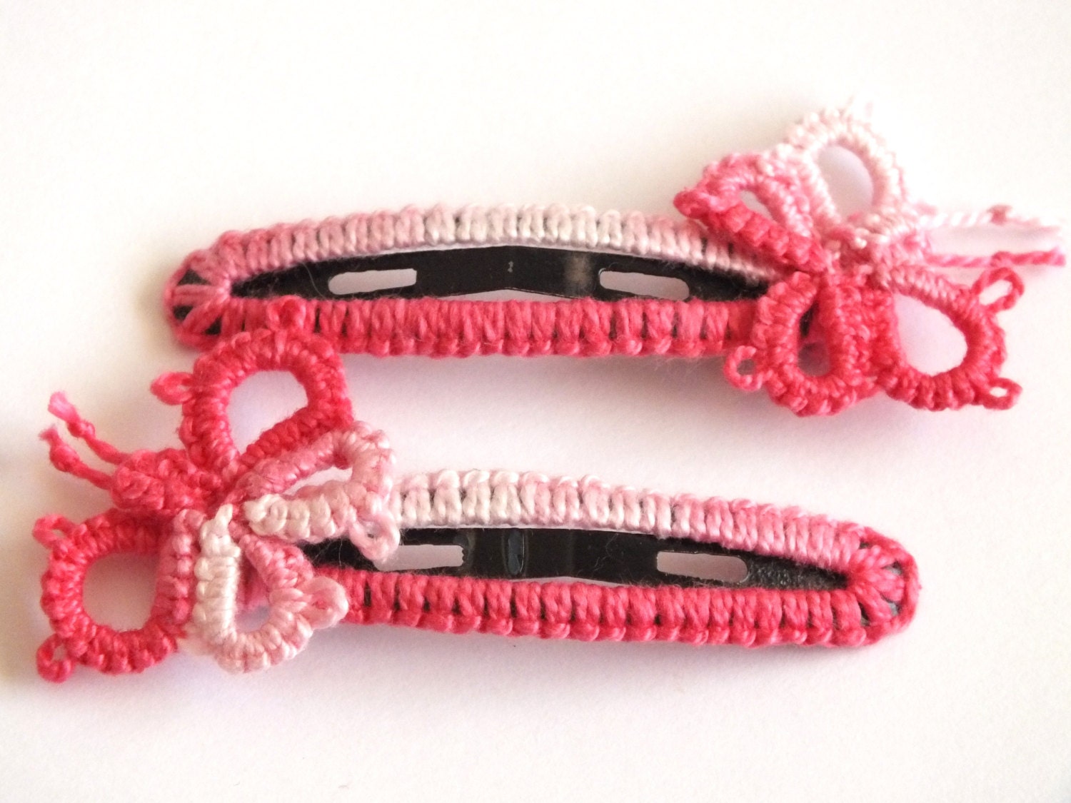 Pink - Butterfly Fab Artwork Tik-Tak Hair Clip for Kids (Set of 2) 02