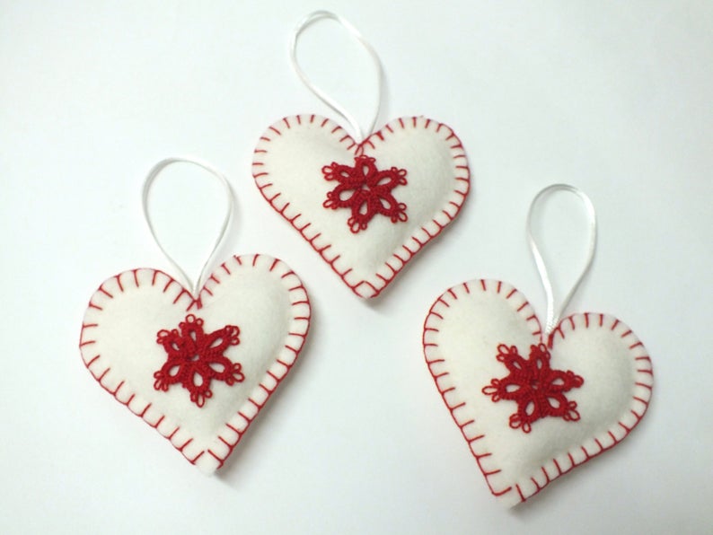 Heart Christmas Ornament Christmas Decor Snowflake Ornament - Etsy